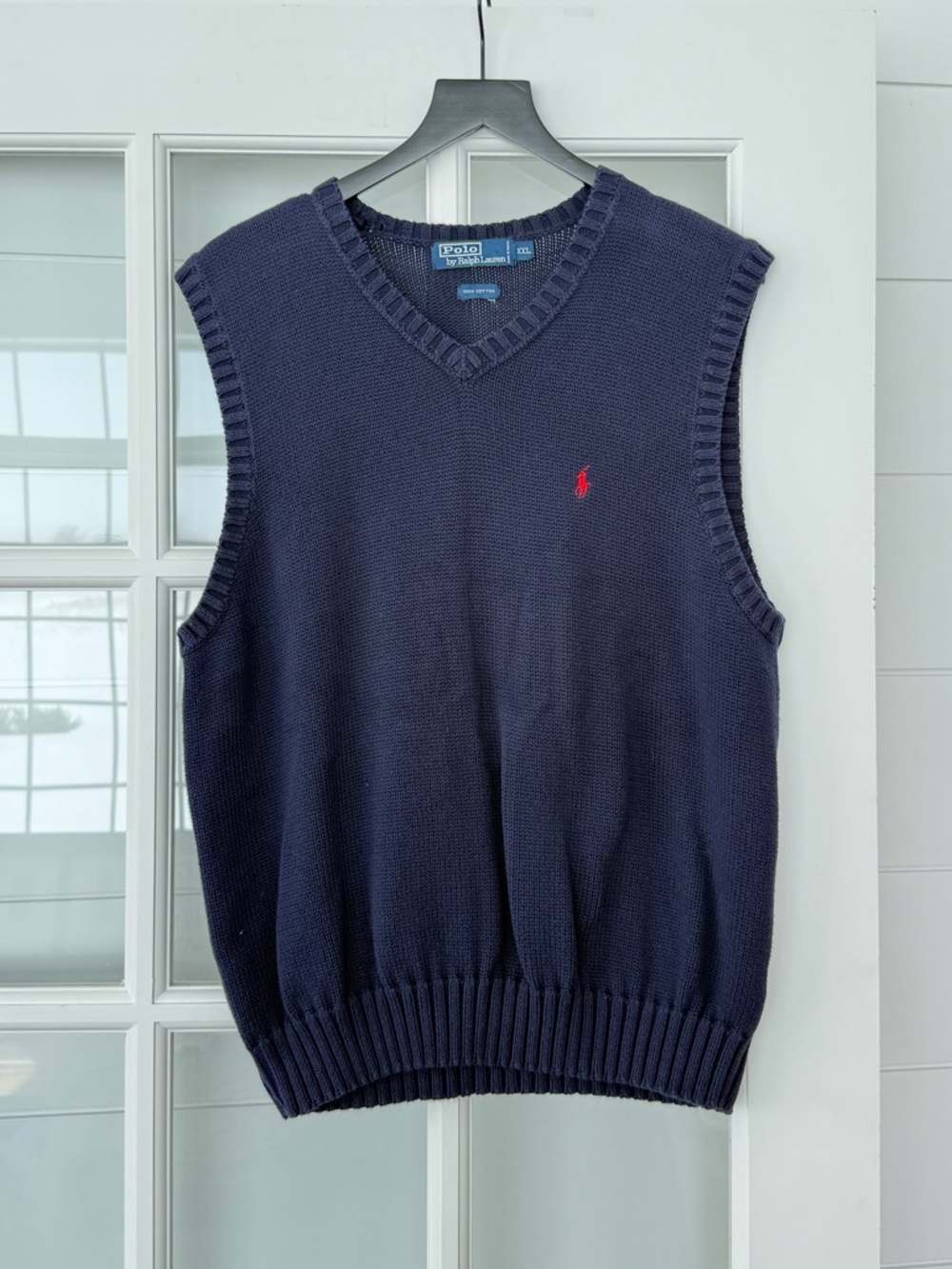 Ralph Lauren Navy V-Neck Knit Sweater Vest with Red Logo